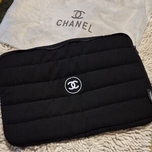 CHANEL Black Quilted Laptop Sleeve w/ Dust Cover